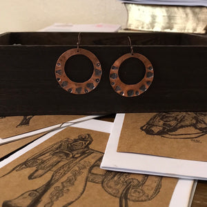 Stamped Copper Hoops