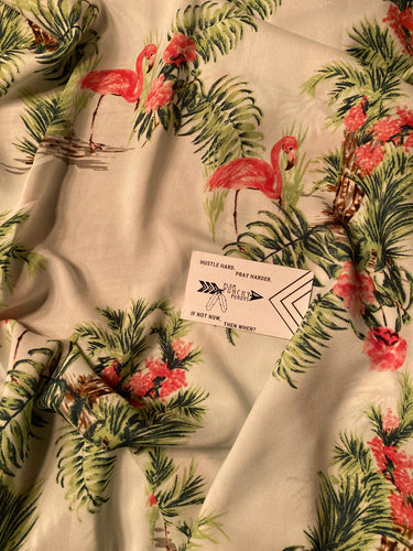Flamingos on White 44”