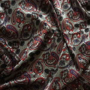 Red and Blue Paisley on Grey 36”
